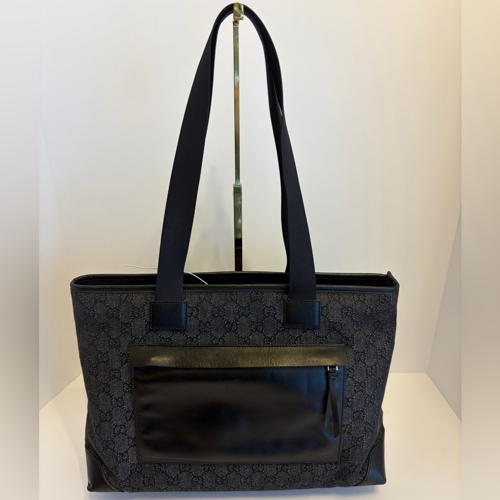 AUTHENTIC Gucci Black Demin and Leather Tote